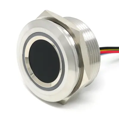 R503 Round RGB Ring Indicator LED Control DC3.3V MX1.0-6Pin Capacitive Fingerprint Scanner Sensor Module, 15Mm